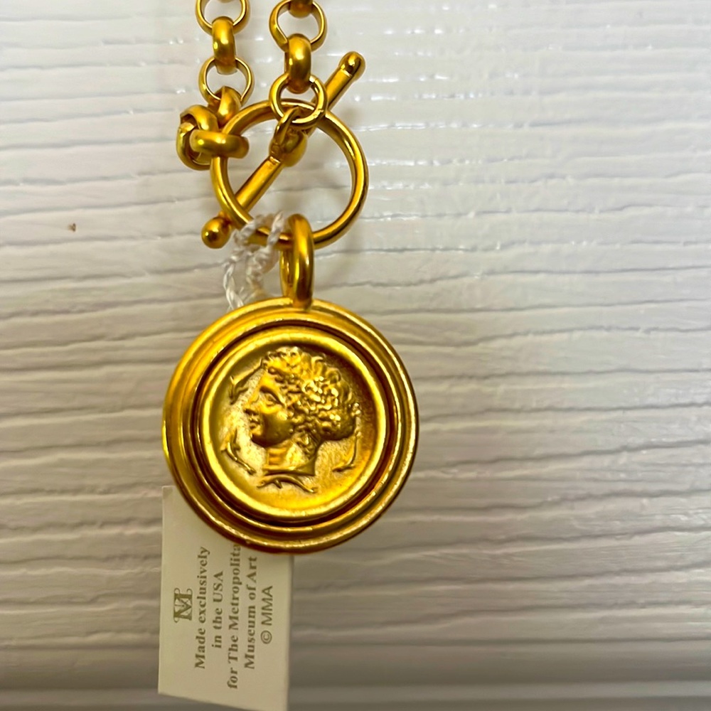 Metropolitan Museum of Art, NYC, Greek goddess Arethusa 18k gold plated necklace
